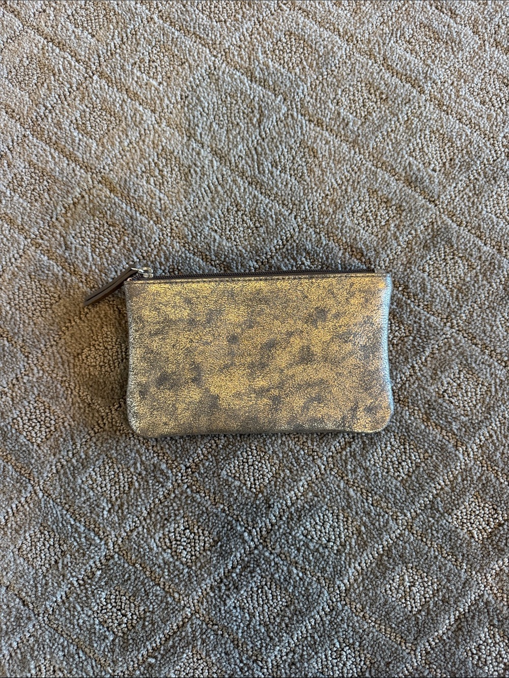 Metallic Silver Zip Pouch Wallet - Women Bags